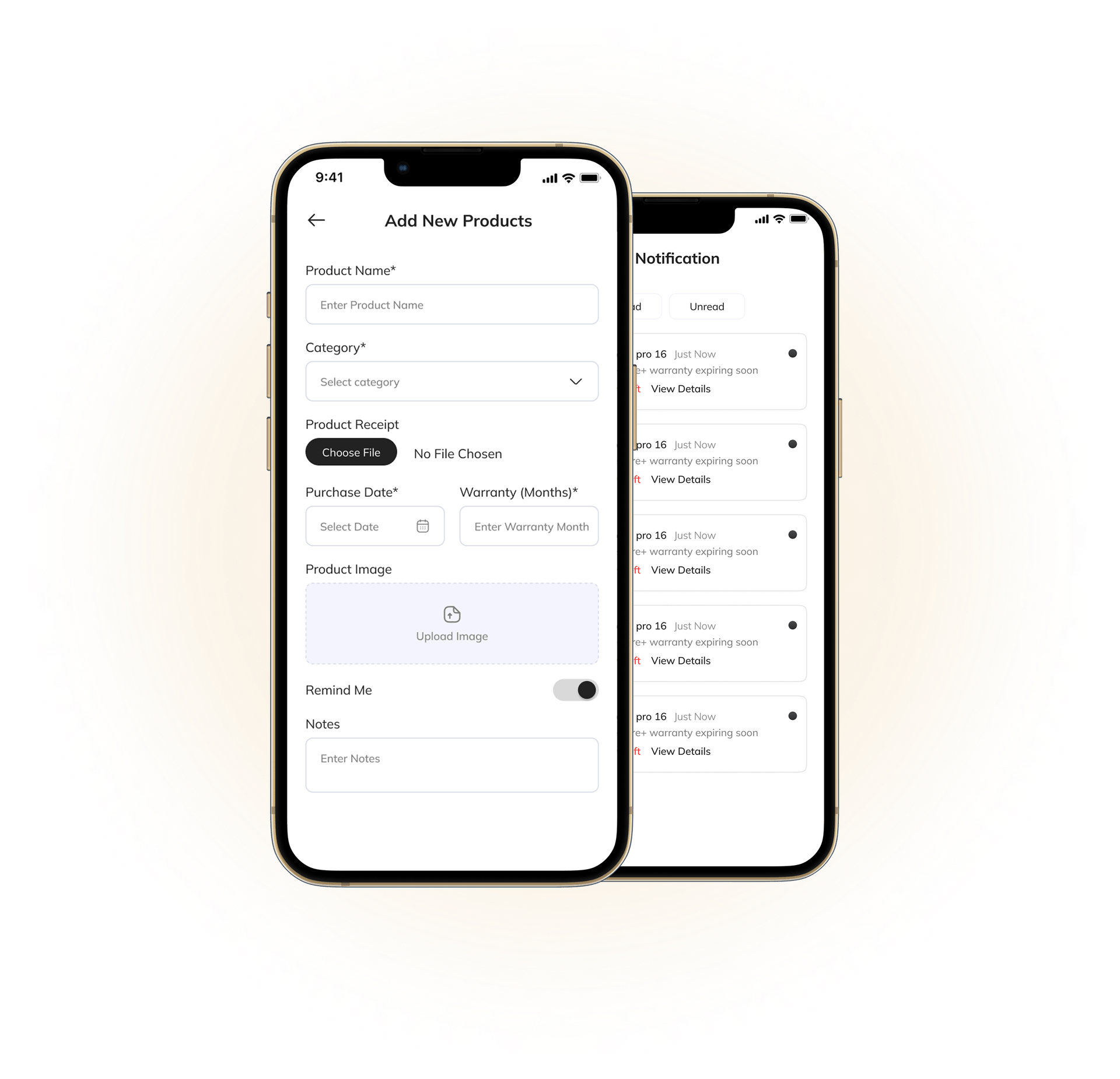 Warranty Reminder App Preview
